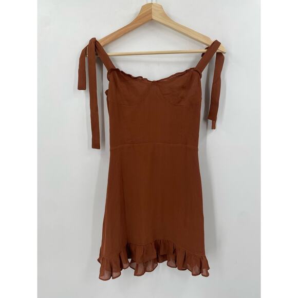Reformation 4 Christine Mini Dress Brown - Picture 3 of 6